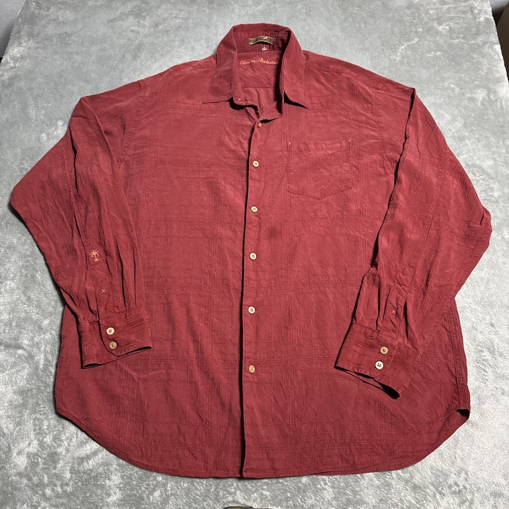 Tommy Bahama Mens Silk Textured Longsleeve Button Shirt Size XL Coastal‎ Preppy - Picture 3 of 8